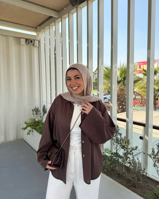LINEN SHIRT IN BROWN