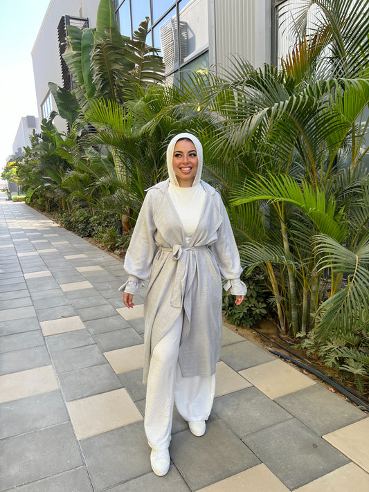 AMUNI LINEN TRENCH GRAY