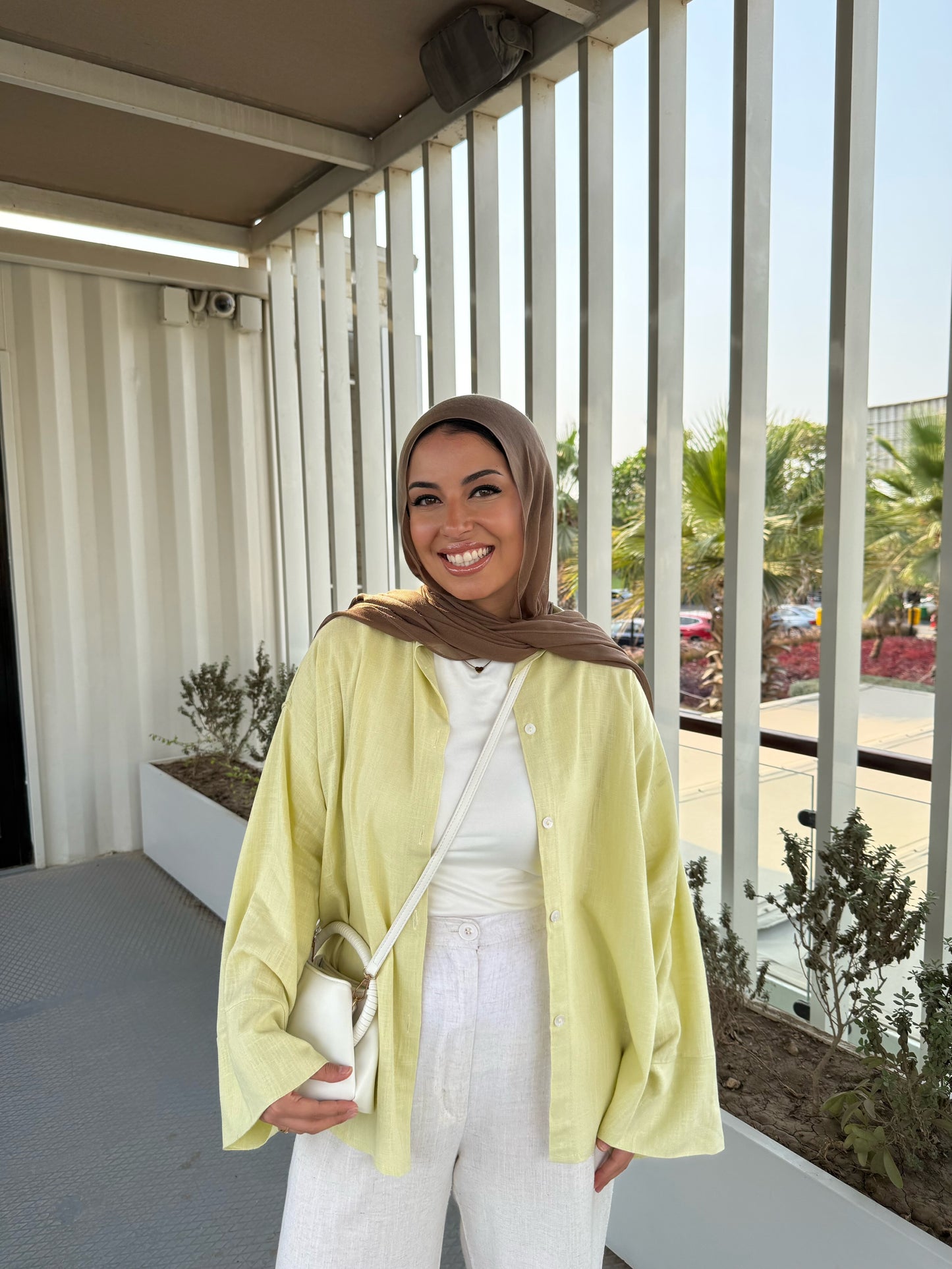 LINEN SHIRT IN PALE LIME