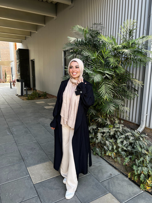 AMUNI LINEN TRENCH BLACK