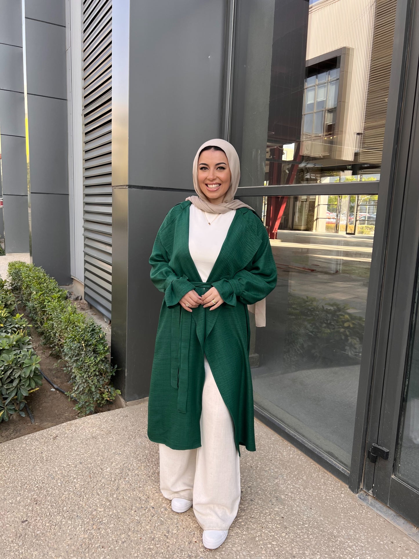 AMUNI LINEN TRENCH EMERALD GREEN