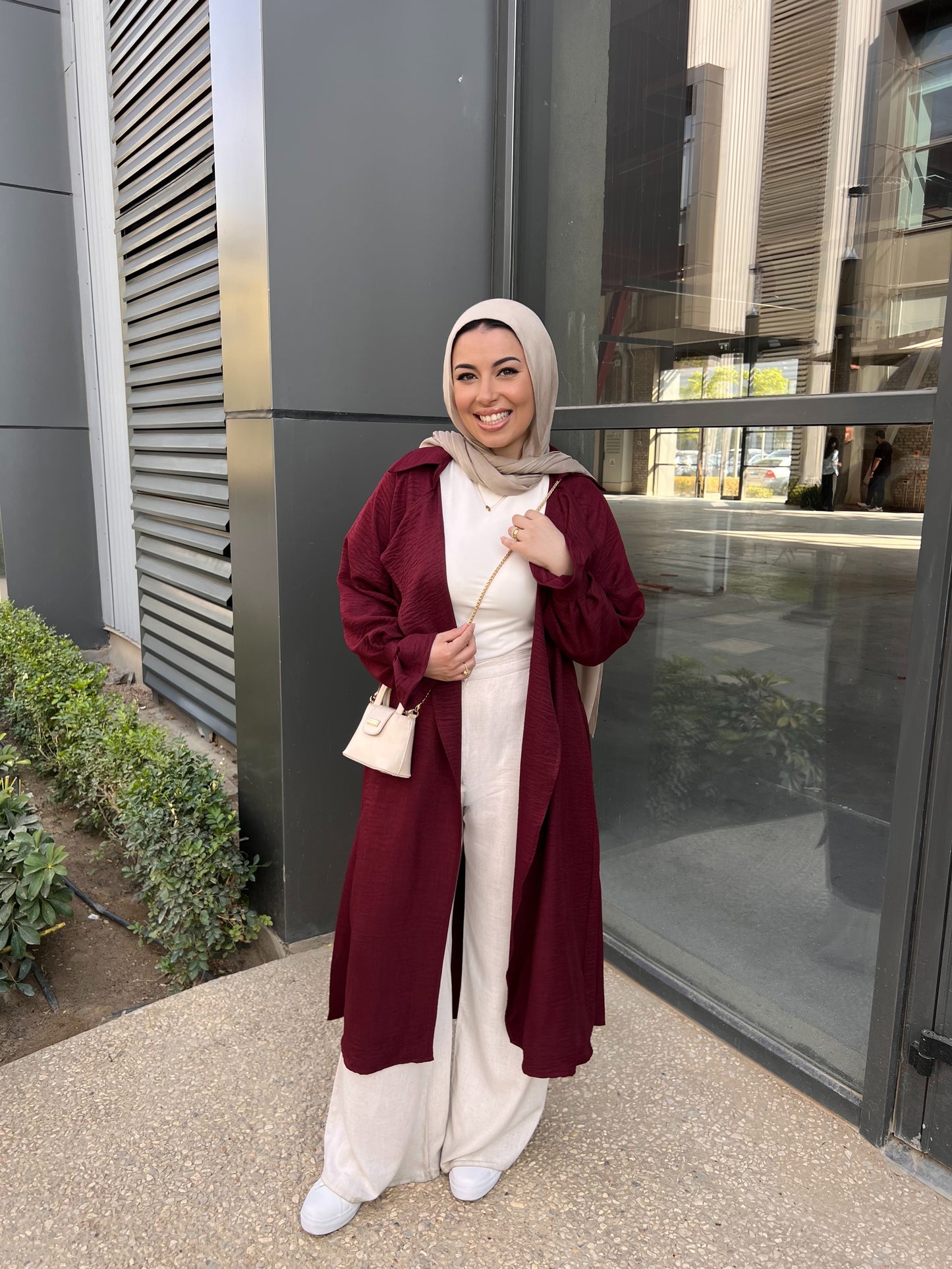 AMUNI LINEN TRENCH BURGUNDY