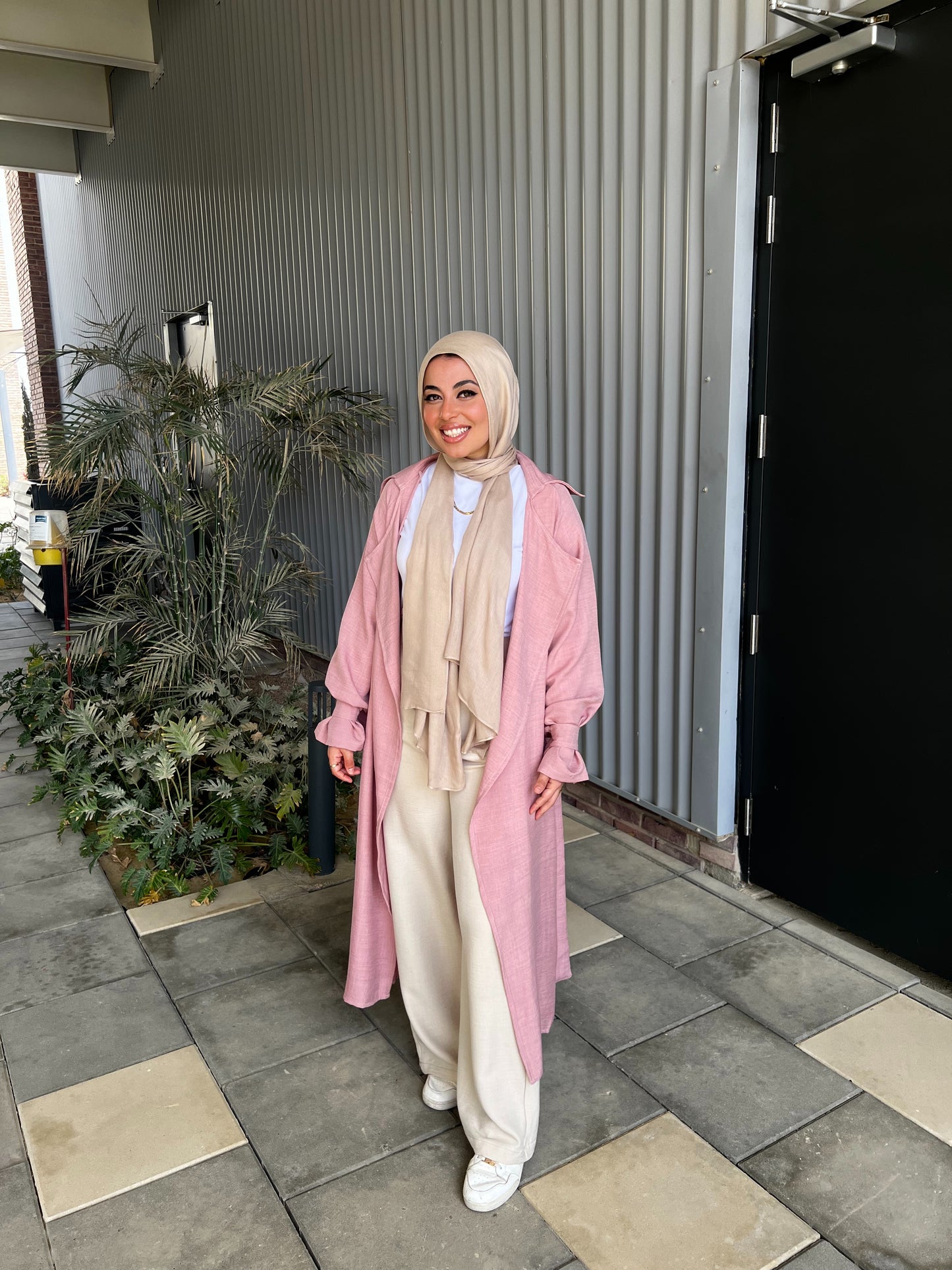 AMUNI LINEN TRENCH PINK