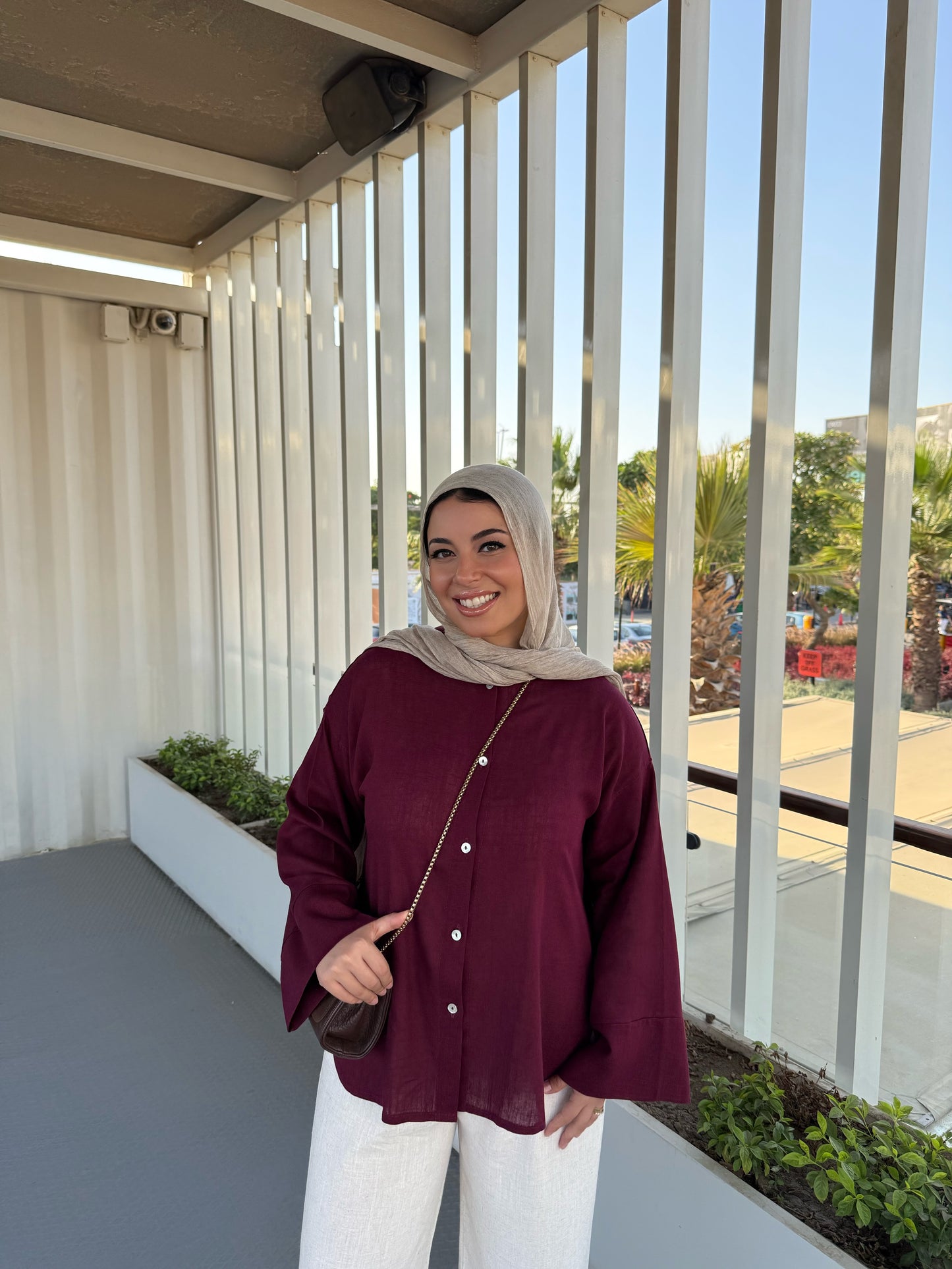 LINEN SHIRT IN BURGUNDY