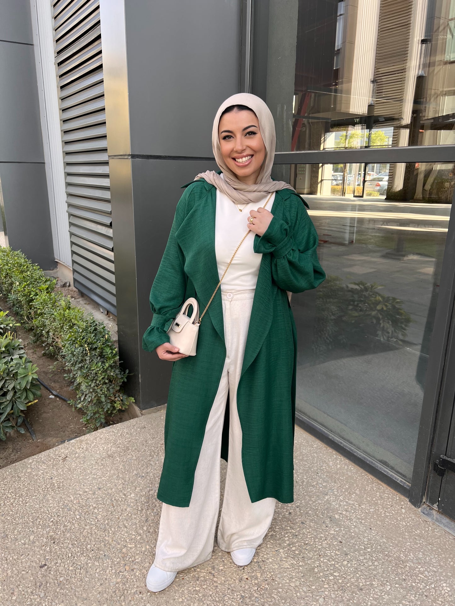 AMUNI LINEN TRENCH EMERALD GREEN