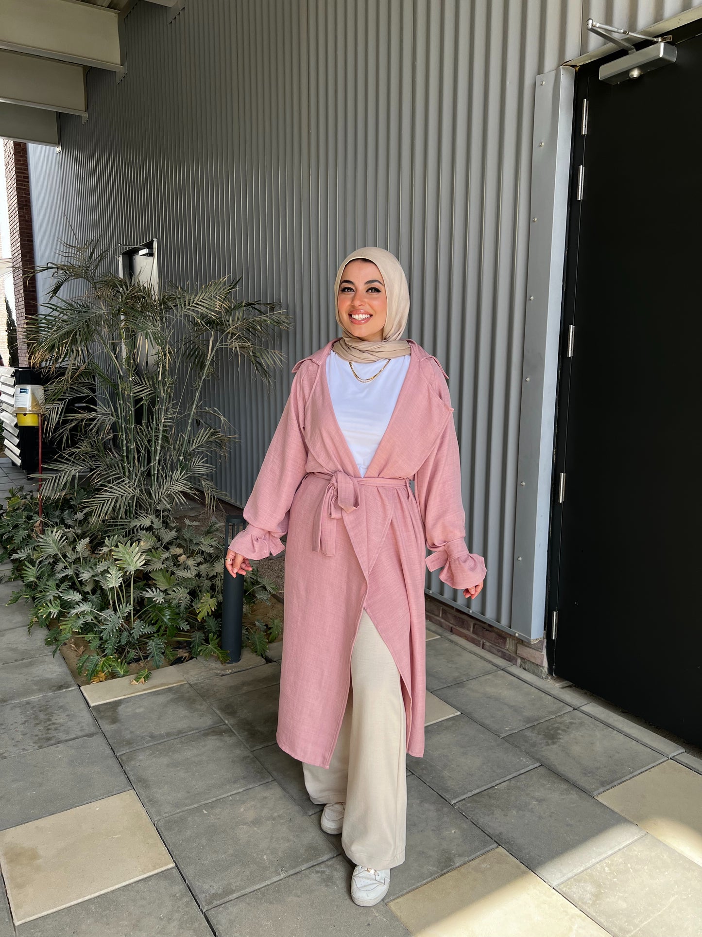 AMUNI LINEN TRENCH PINK