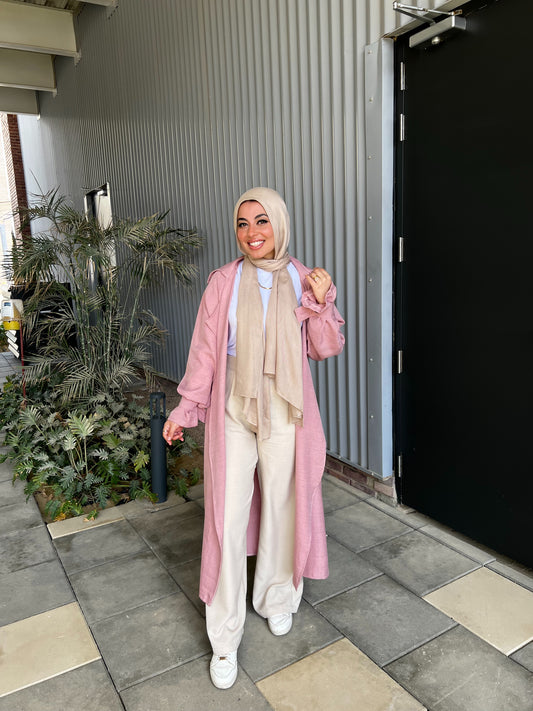 AMUNI LINEN TRENCH PINK