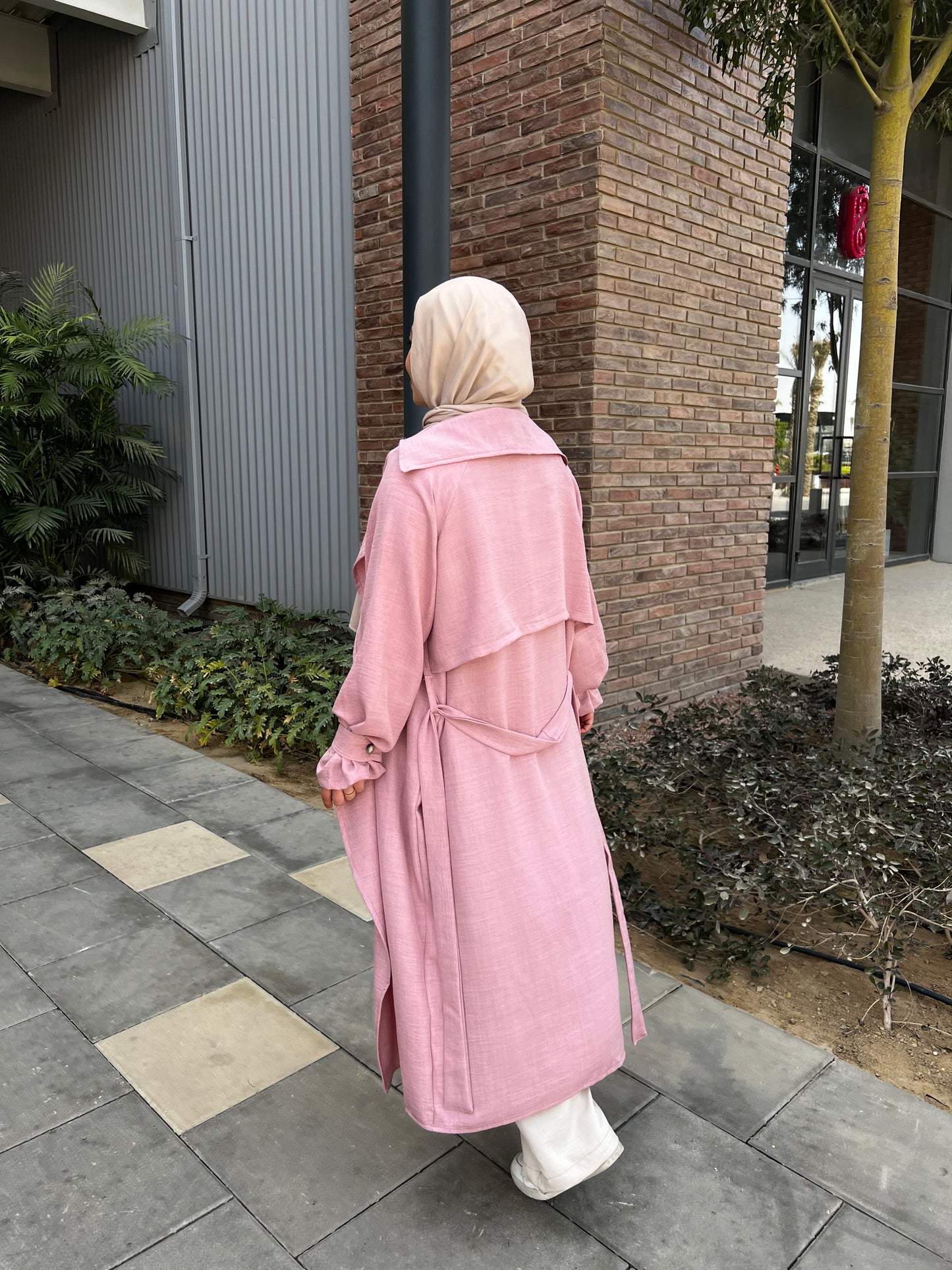 AMUNI LINEN TRENCH PINK