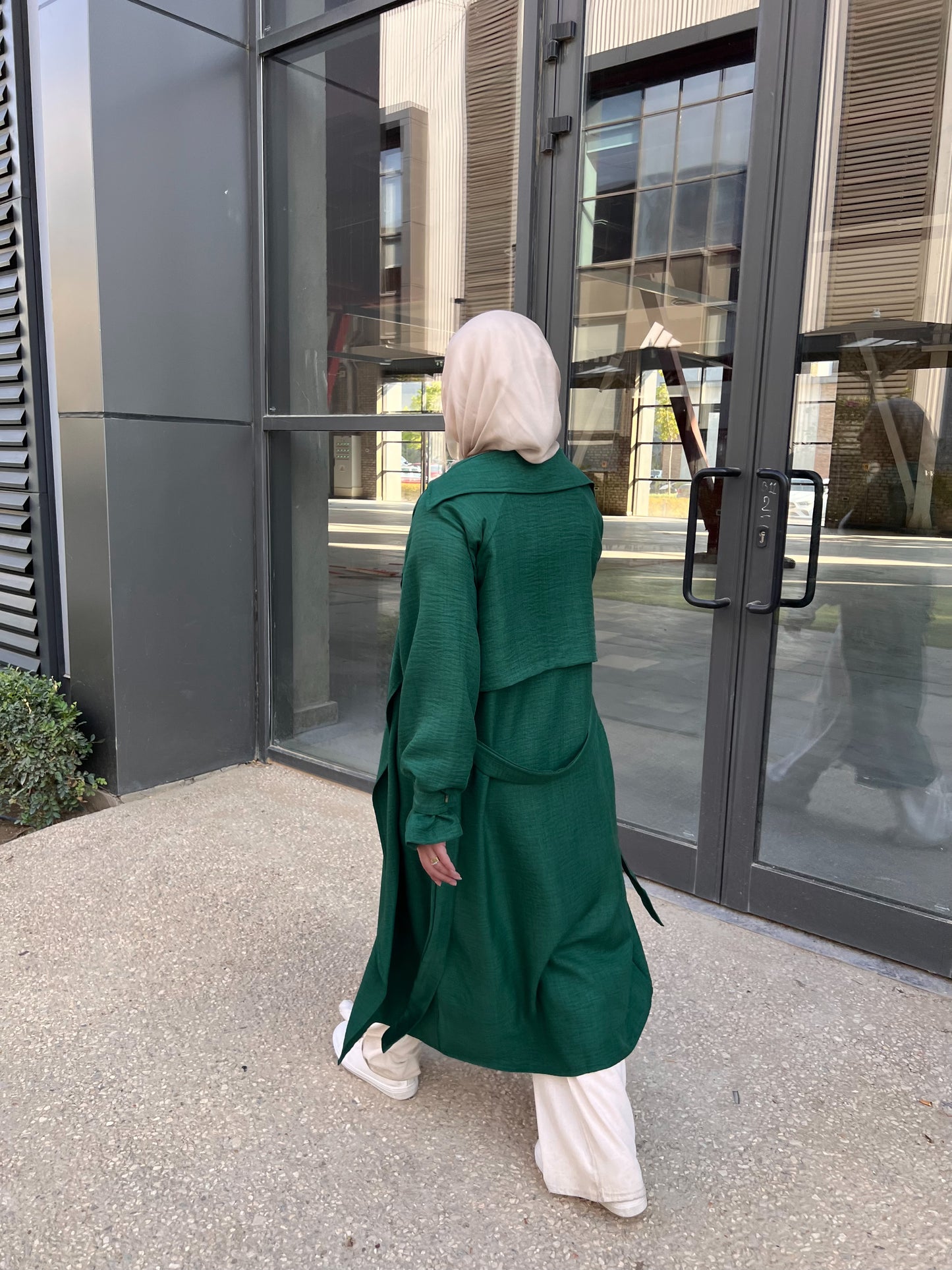 AMUNI LINEN TRENCH EMERALD GREEN