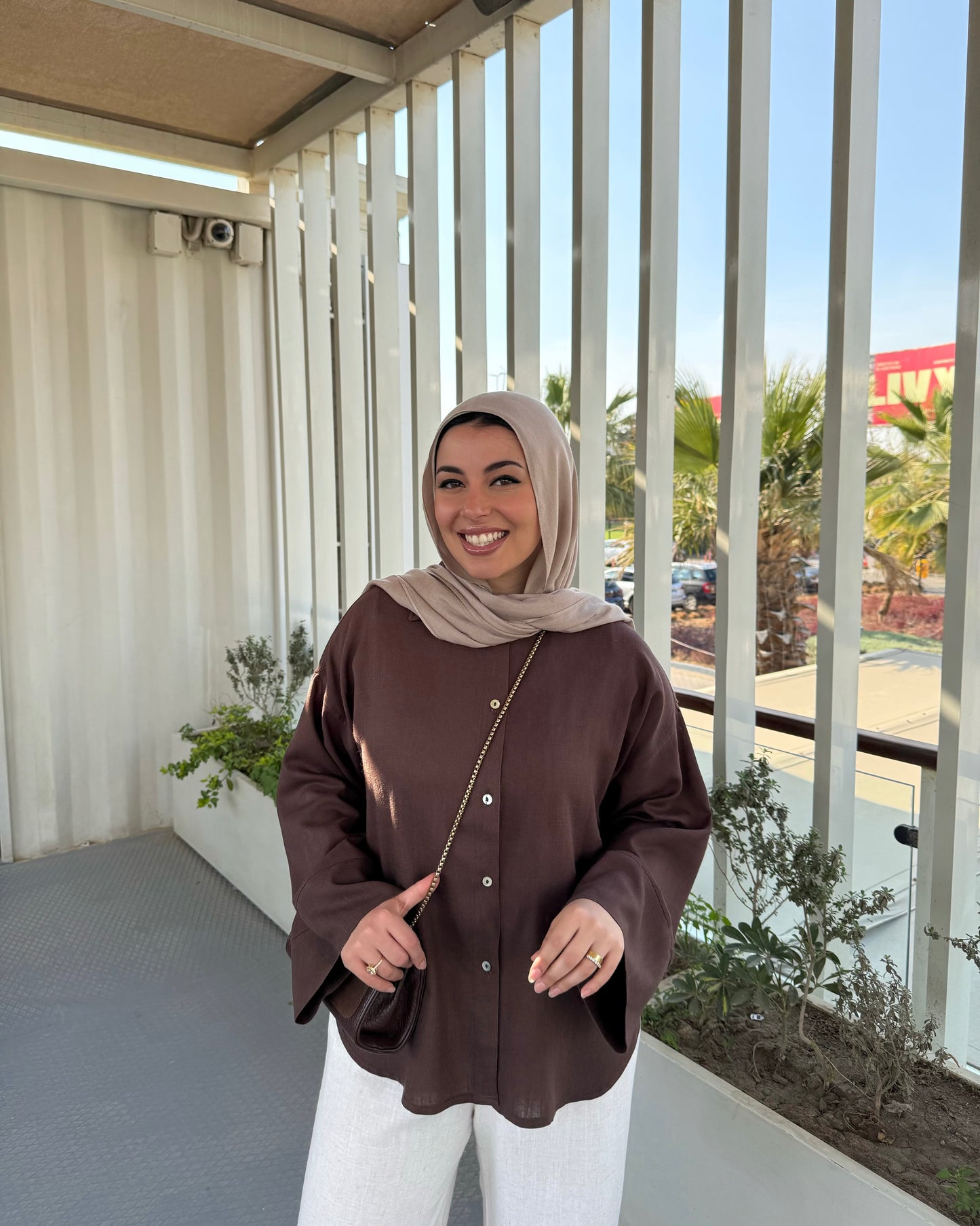 LINEN SHIRT IN BROWN