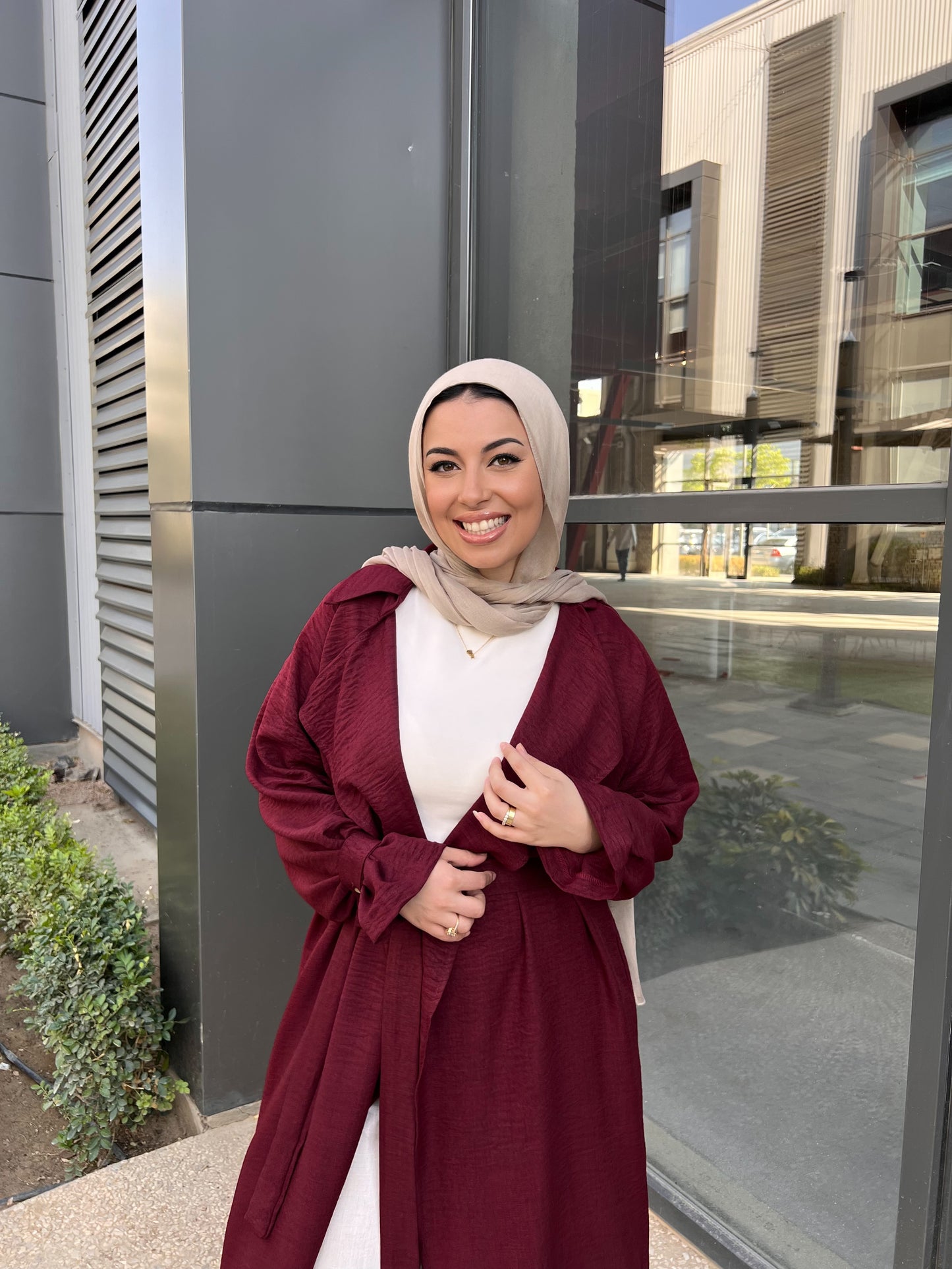 AMUNI LINEN TRENCH BURGUNDY