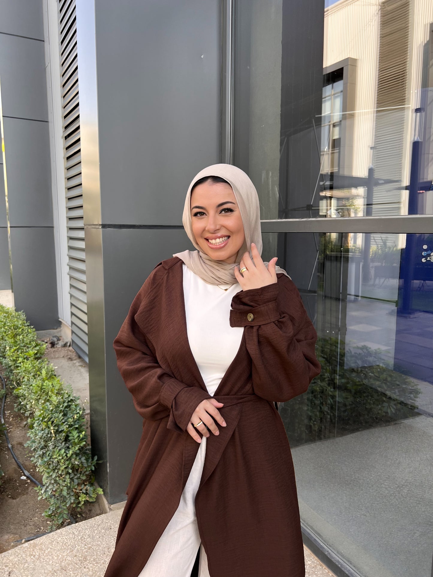 AMUNI LINEN TRENCH BROWN