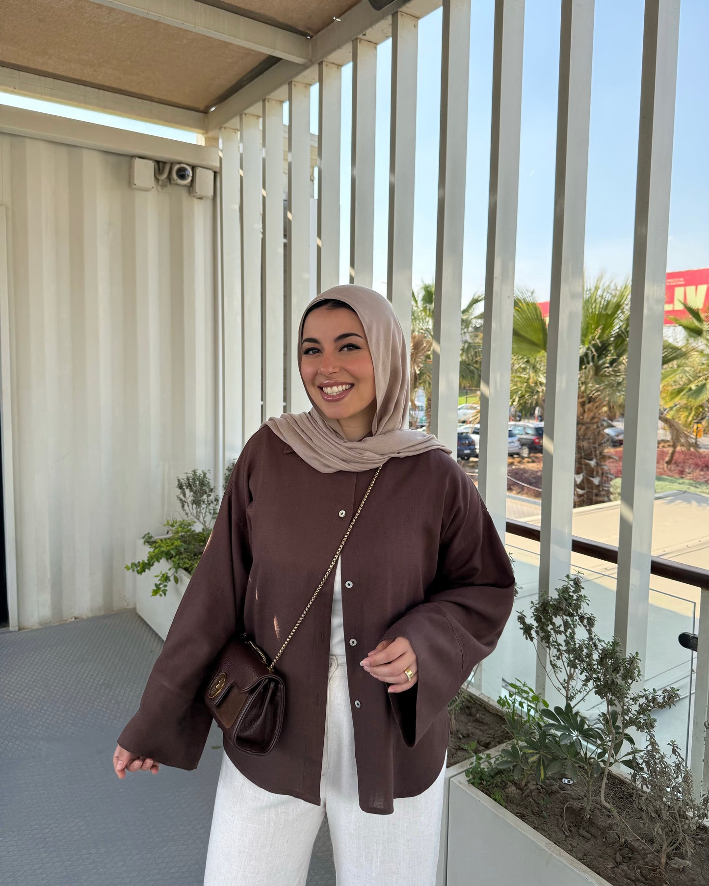 LINEN SHIRT IN BROWN