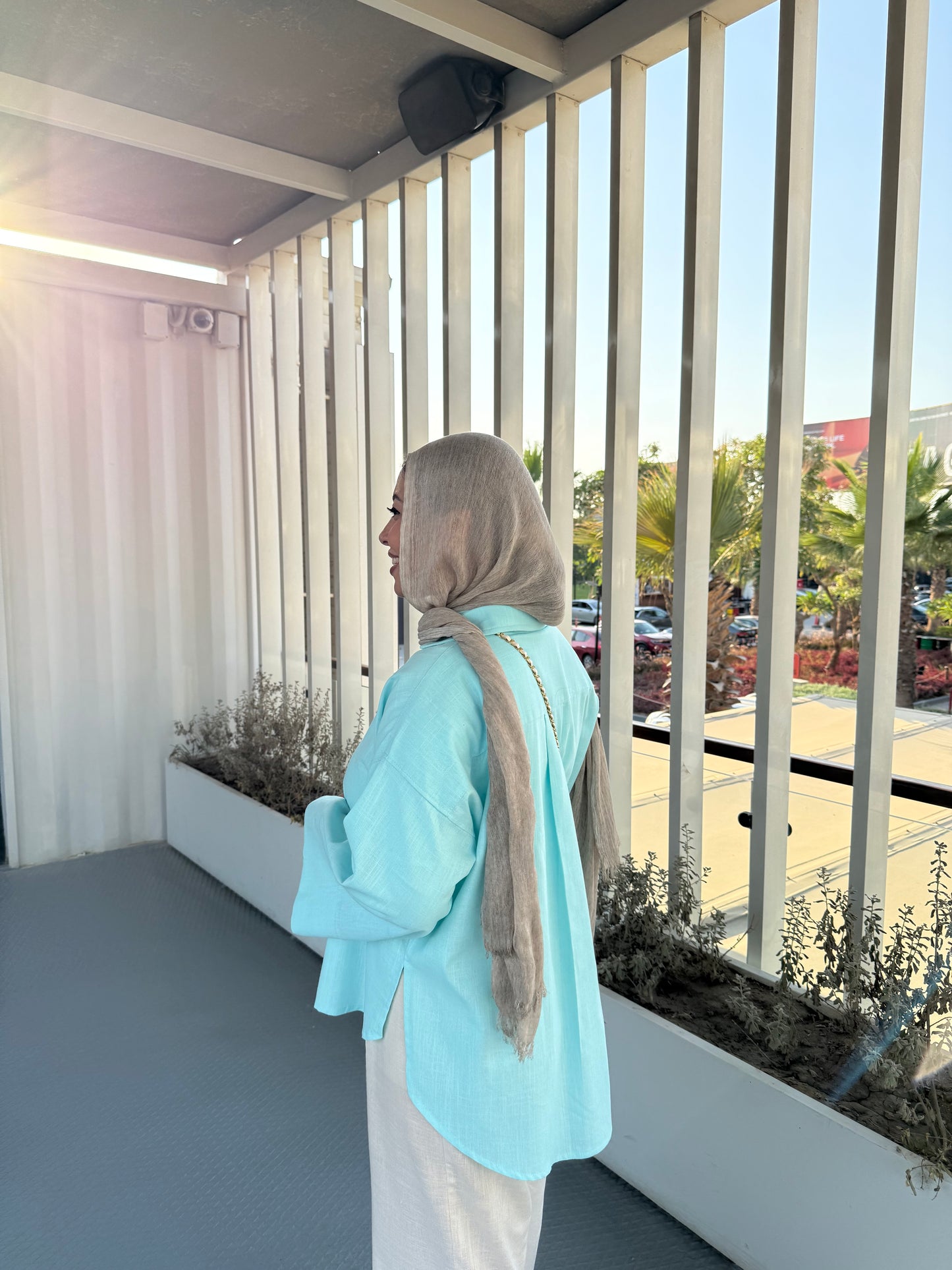 LINEN SHIRT IN AQUA