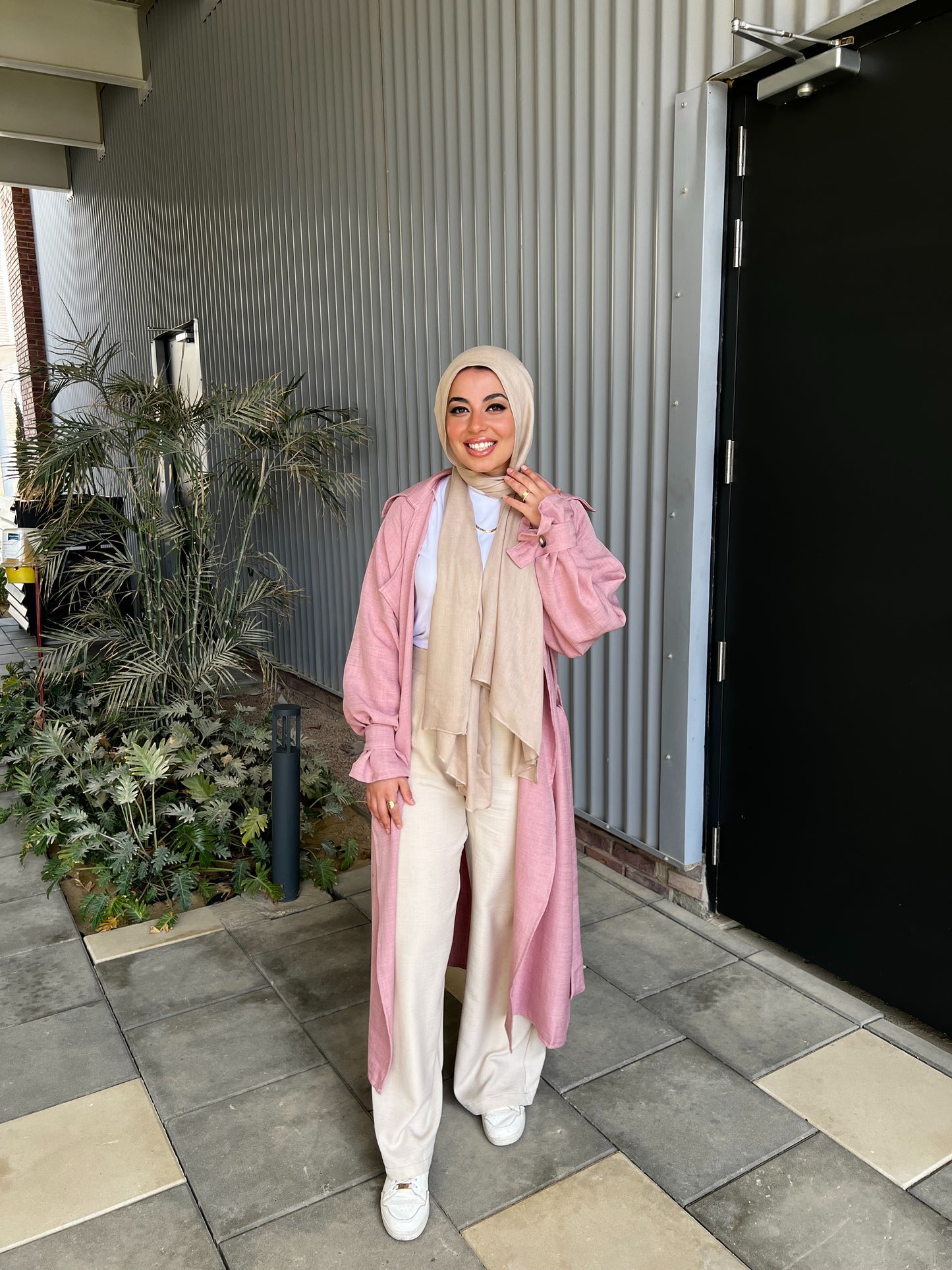 AMUNI LINEN TRENCH PINK