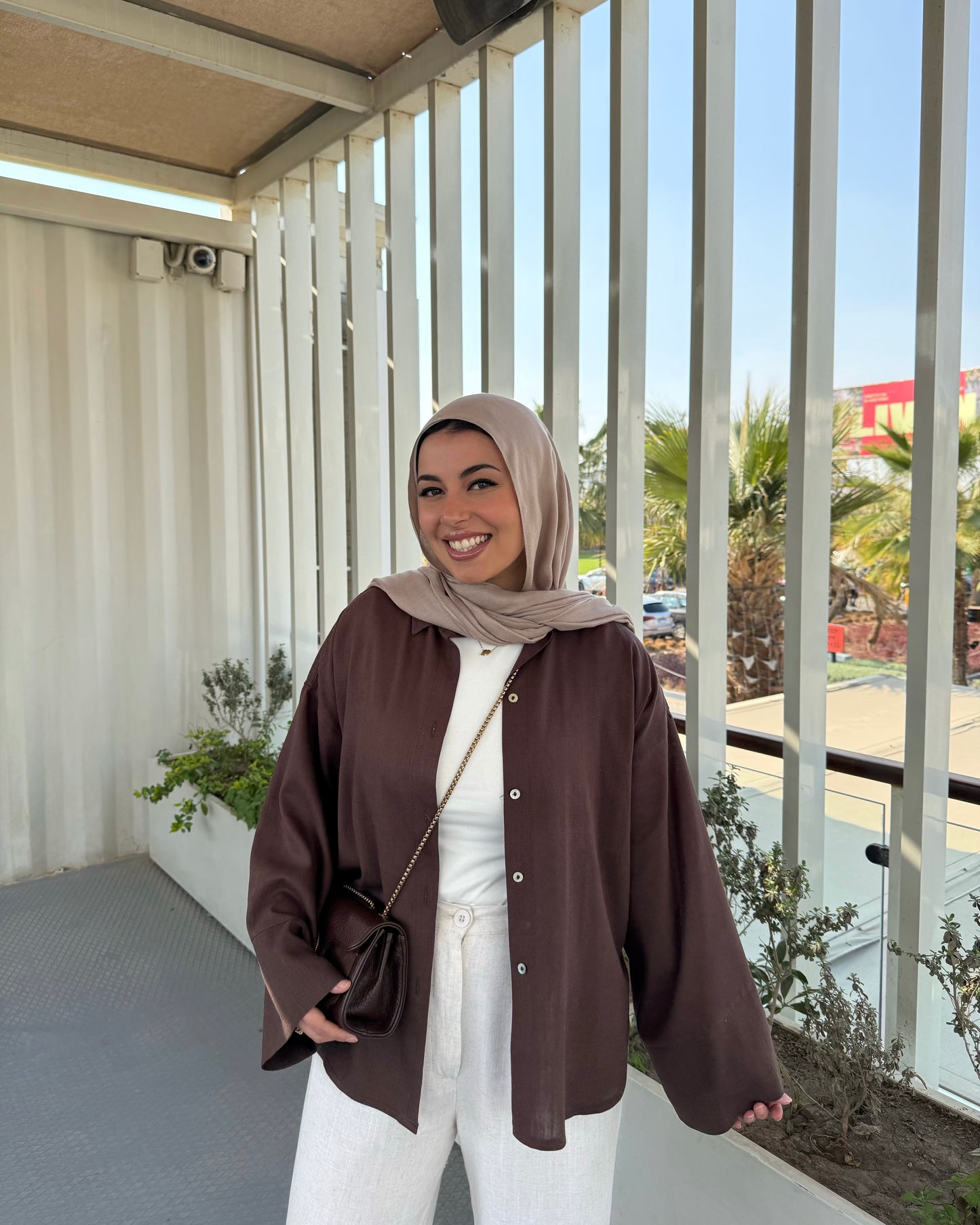 LINEN SHIRT IN BROWN