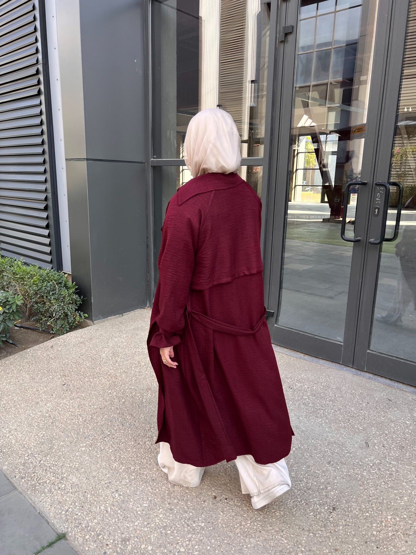 AMUNI LINEN TRENCH BURGUNDY