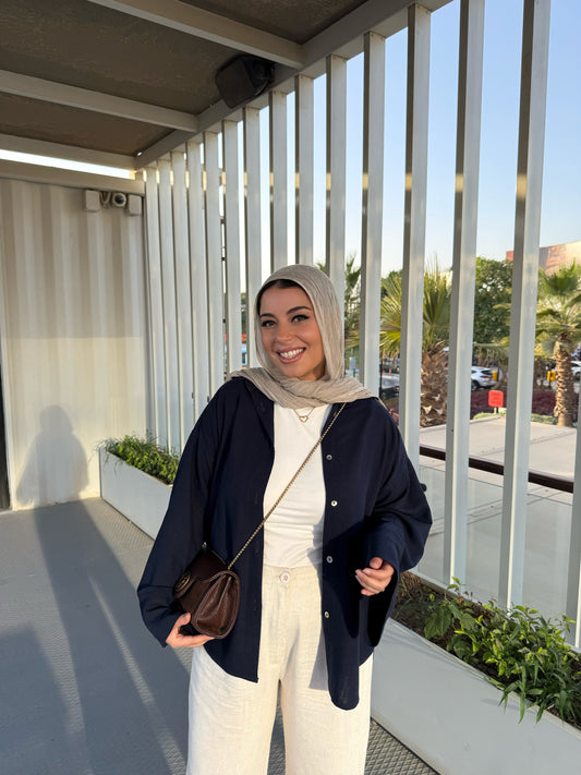 LINEN SHIRT IN NAVY BLUE