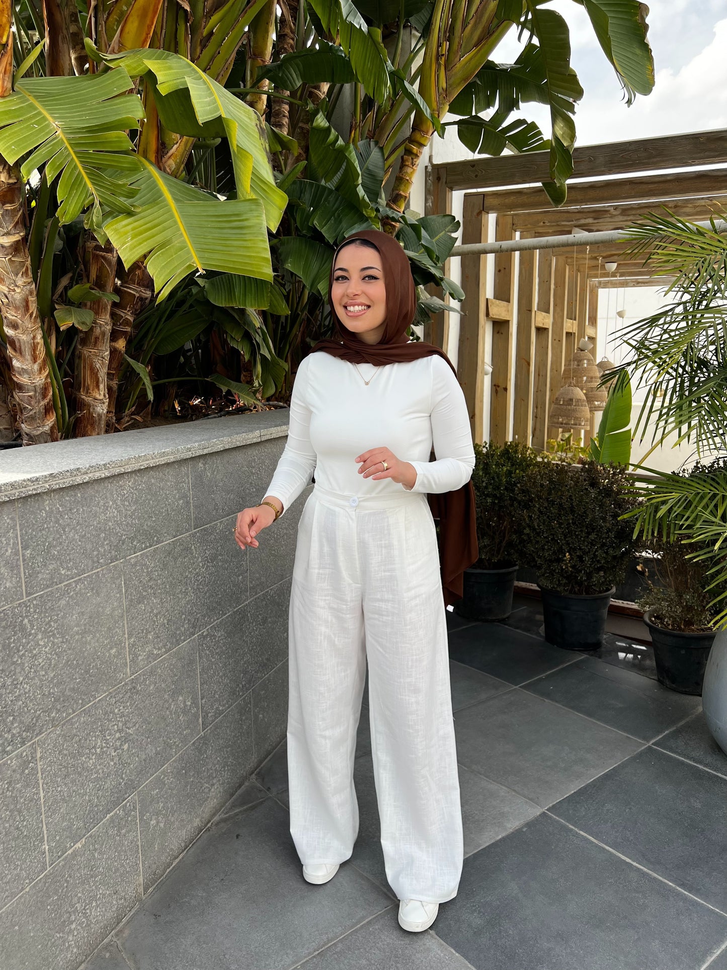 WHITE PURE LINEN PANTS