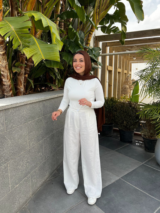WHITE PURE LINEN PANTS
