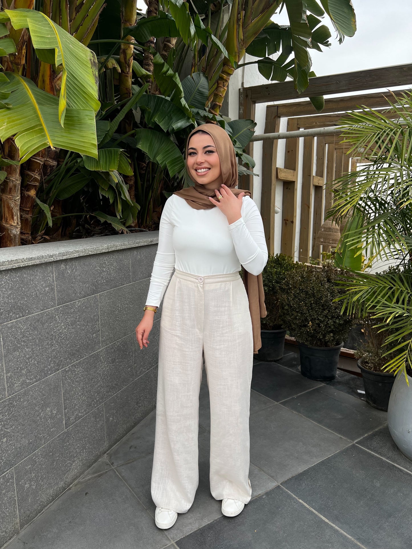 LIGHT BEIGE PURE LINEN PANTS